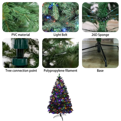 6FT PVC Festive Atmosphere Christmas Tree with 976 Branch Tips 330 LED Lights and 11 Functions