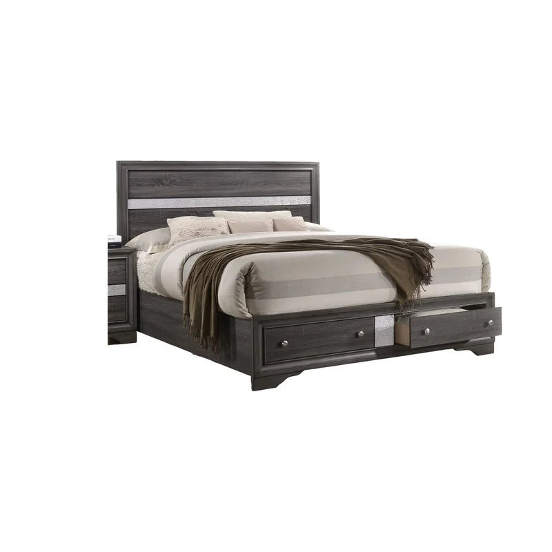 Gray Wood Traditional Queen 5-Piece Bedroom Storage Set