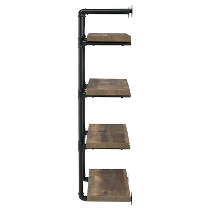 Black and Rustic Oak 4tier Wall Shelf