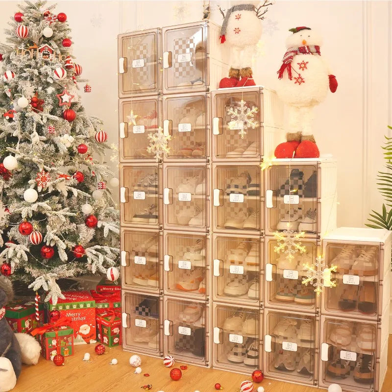 Foldable Clear Shoe Box,One Piece Shoe Rack, Bedroom Living Room Entrance Dormitory Accessory (For Entrance) Folding Sneaker