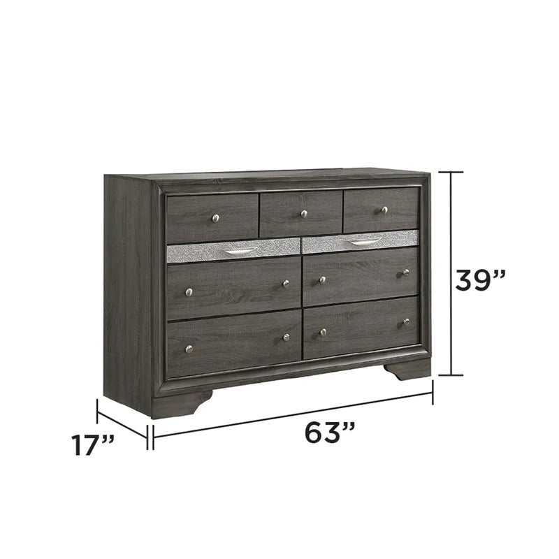 Gray Wood Traditional Queen 5-Piece Bedroom Storage Set