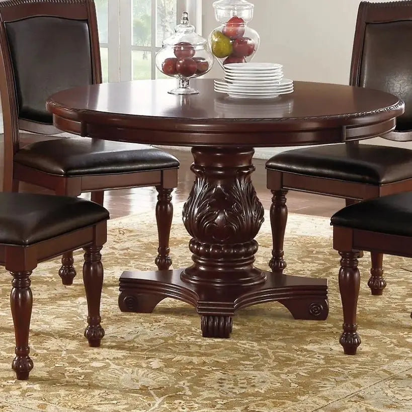 Dining Set with 1 Classic Dining Table & 4x Side Chairs, Round Table