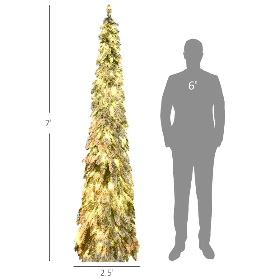 7ft Tall Prelit Pencil Artificial Christmas Tree