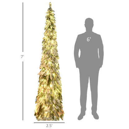 7ft Tall Prelit Pencil Artificial Christmas Tree