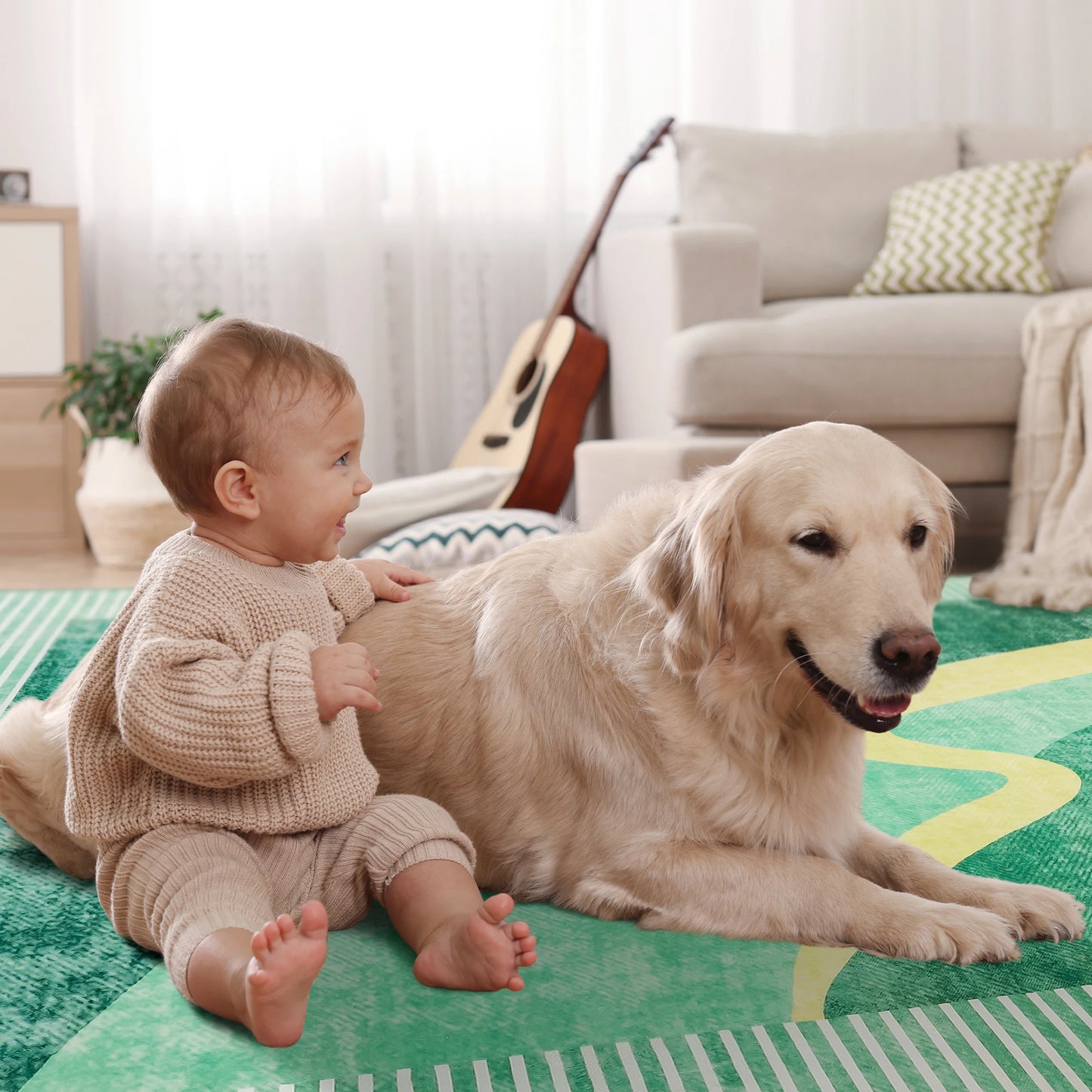 Area Rugs for Living Room, Machine Washable Vintage Rug,