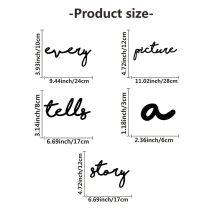 5pc Black Metal Wall Art Every Picture Tells A Story