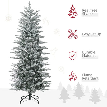 6ft Tall Prelit Artificial Christmas Tree Holiday Dr with 636 Snow Flocked Branches 250 Warm Yellow Clear Lights Auto Open Extr