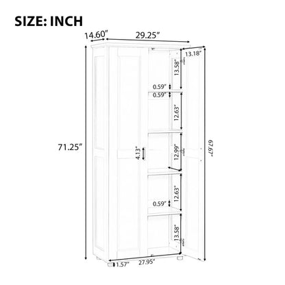 Storage Cabinet with Two Doors for Bathroom Office Adjustable Shelf MDF Board White