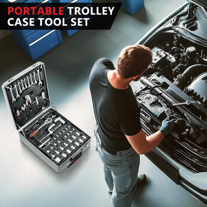 Tool Set Home Repair Tool kit with Trolley Case Mechanic Wrenches Socket Hand Tools for Daily Use Househould Work Repair