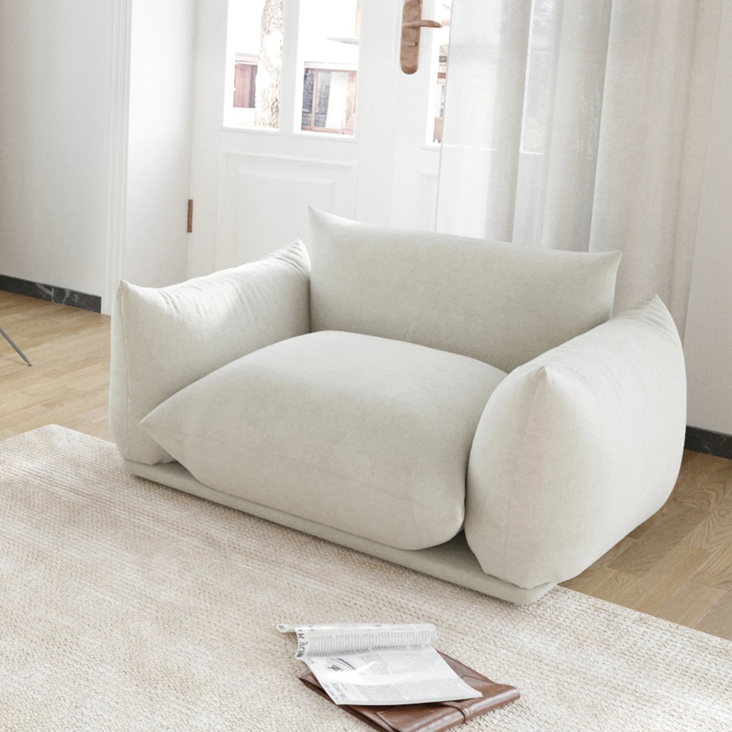 Comfy Chenille Single Accent Chair Deep Seat Couches Mid-Century Sofa 50" Plush Sofas Furniture for Small Spaces Living Room