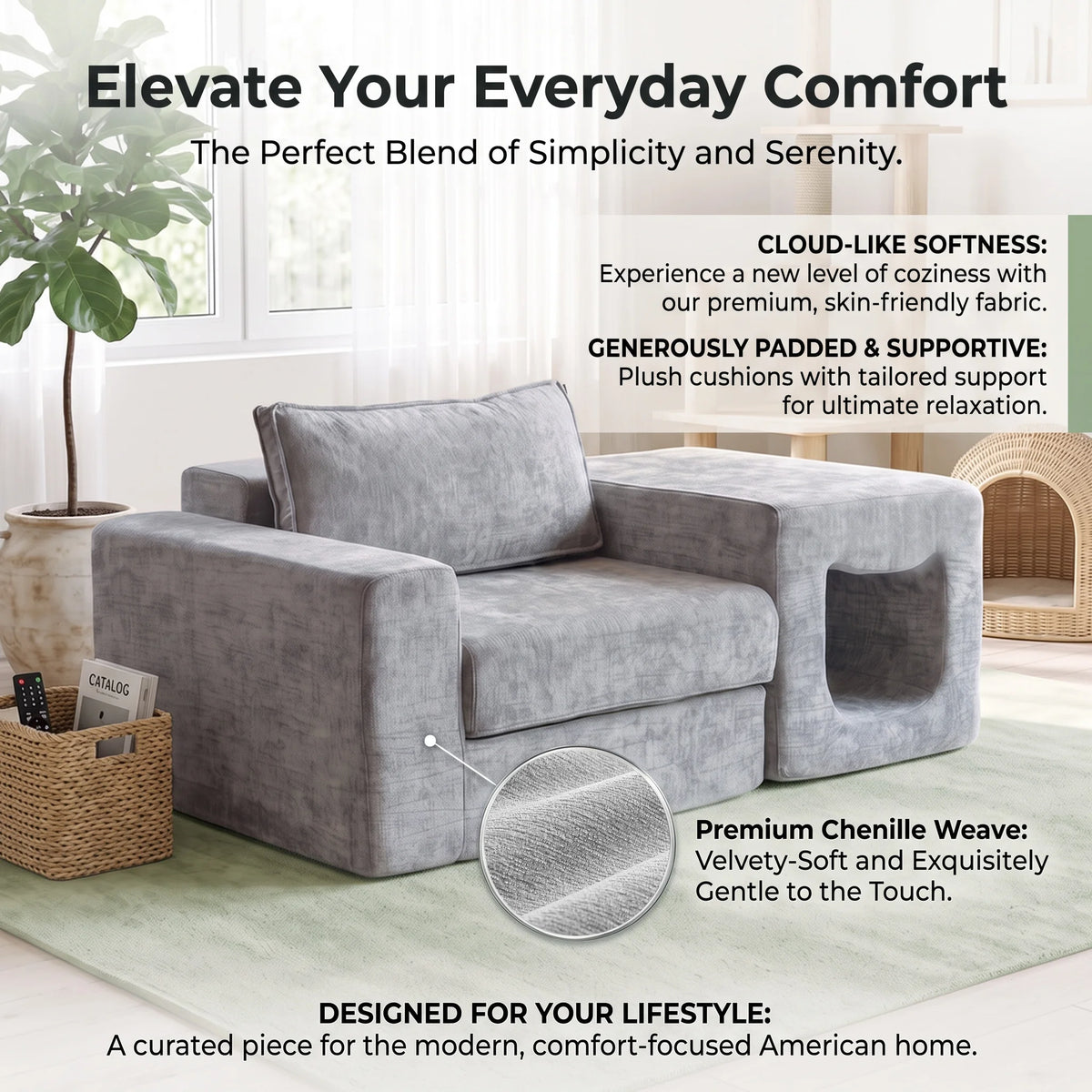 Modular Sofa Built‑in Pet Cave Pet‑Friendly Couch