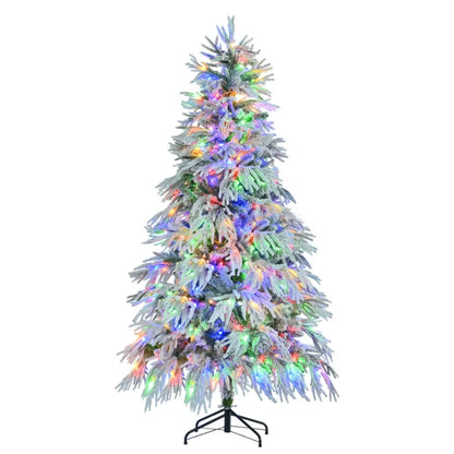 6FT PreLit Spruce Snow Flocked Christmas Tree Artificial Hinged