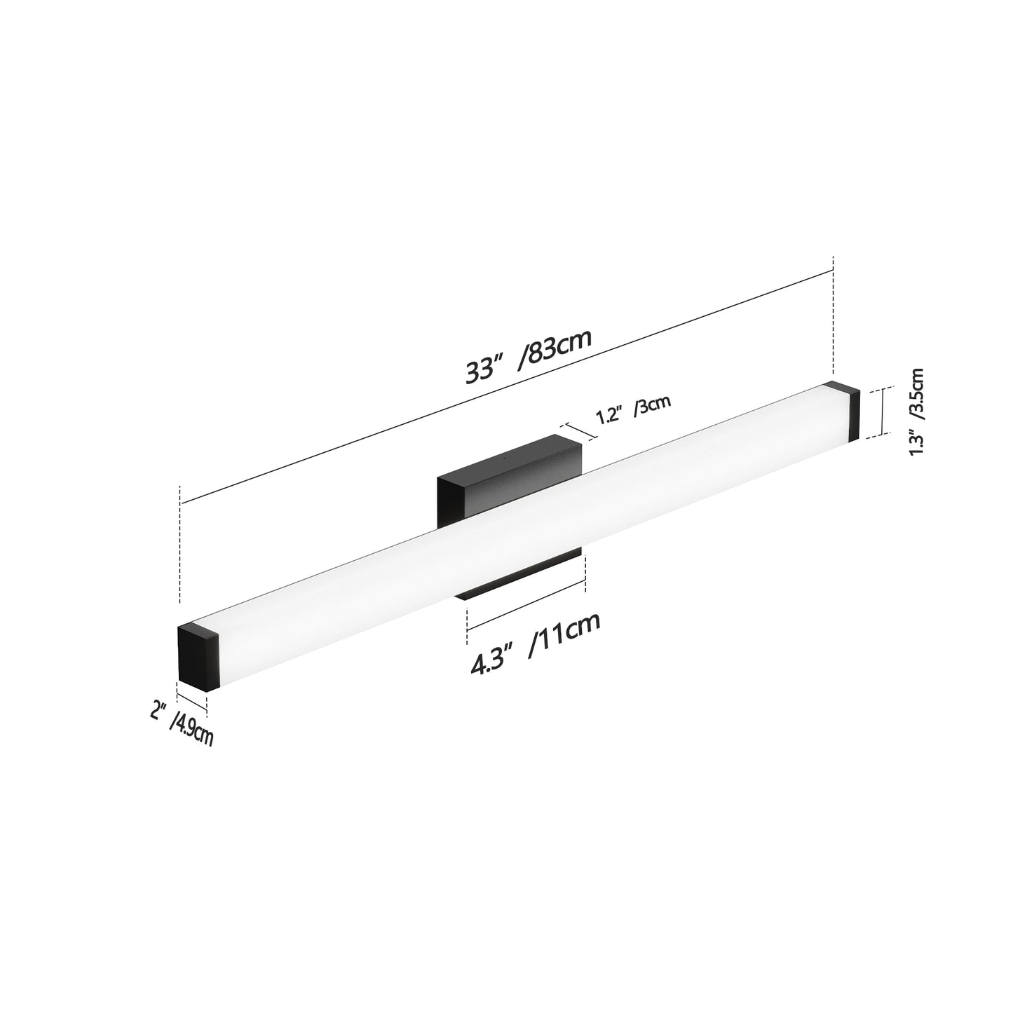 Modern Dimmable Bathroom LED Vanity Light - Waterproof Anti-Rust White Strip Fixture for Mirror & Master Bathroom