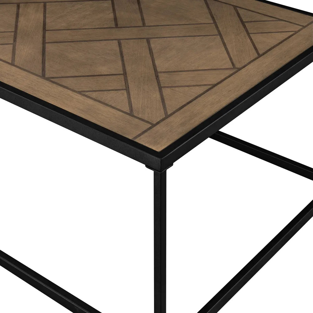 Contemporary Decorative Parquet-Top Rectangle Coffee Table Parquet Veneer