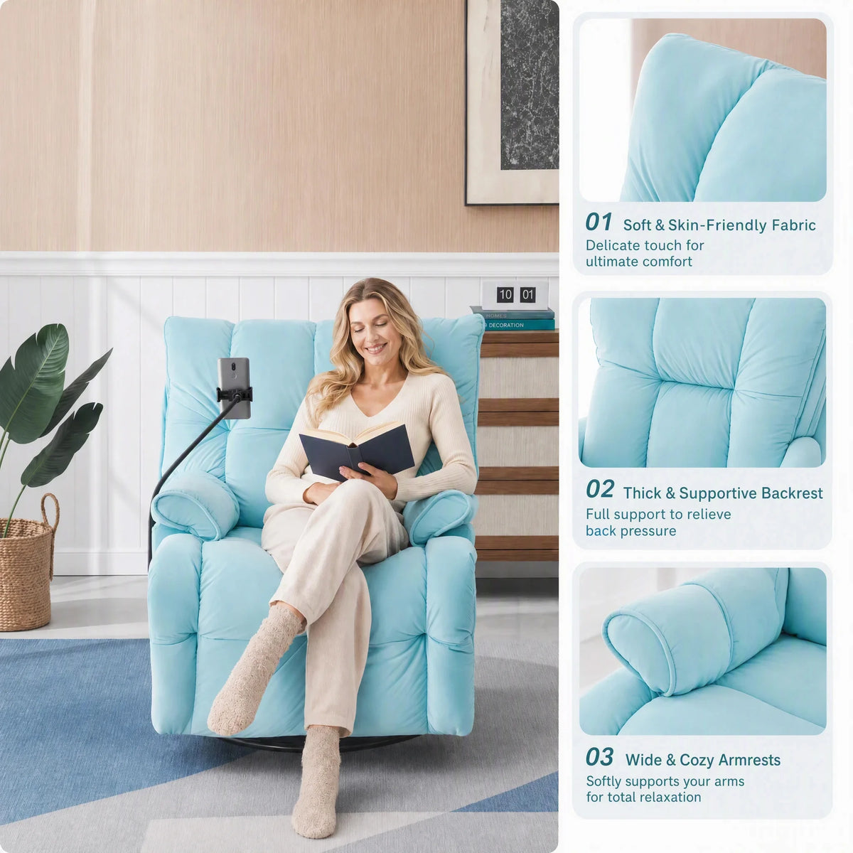 Single-person comfortable sofa with a soft and comfortable