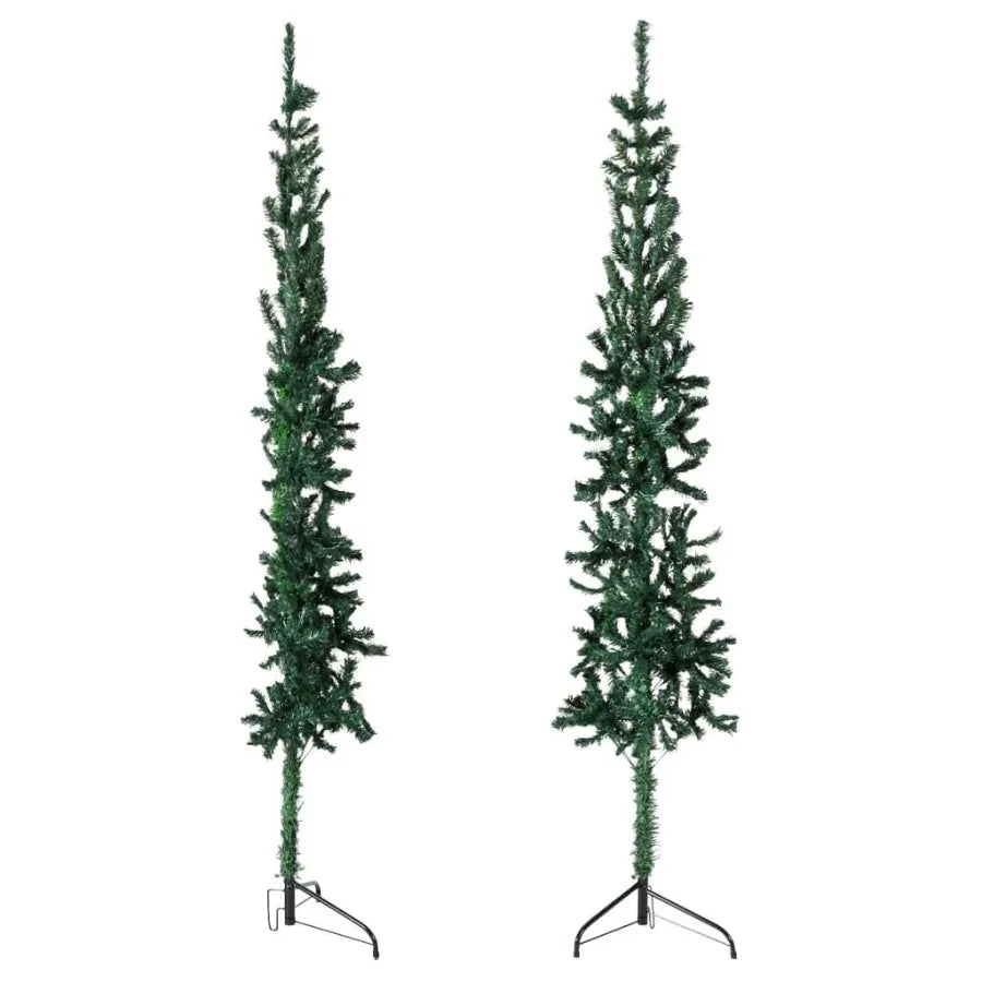 Slim Artificial Half Christmas Tree with Stand Green 5 ft