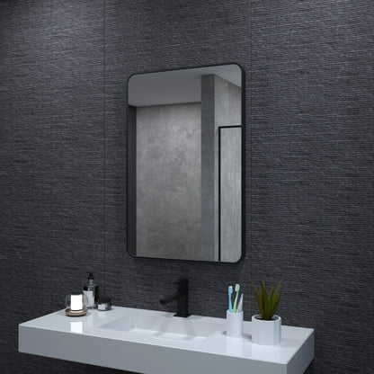 Aluminum Framed Matte Black Rectangle Bathroom Wall Mirror