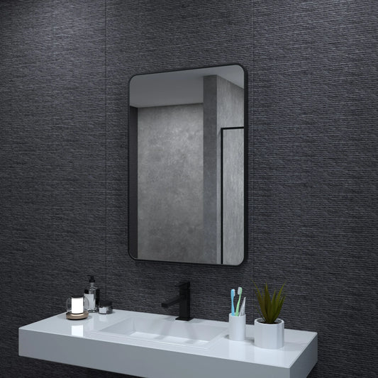 Aluminum Framed Matte Black Rectangle Bathroom Wall Mirror