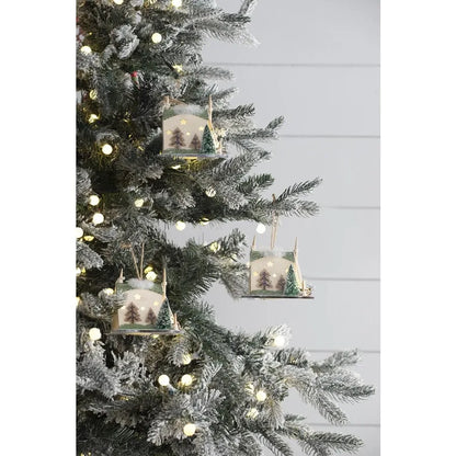 5x3.5x4 Cardboard Lited Tent Ornament Drative Hanging Christmas Tree Ornaments for Holiday Party Drations Set of 6