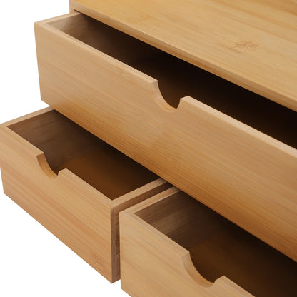 Bamboo Desk Organizer -Tabletop Mini Bamboo Desk Drawer