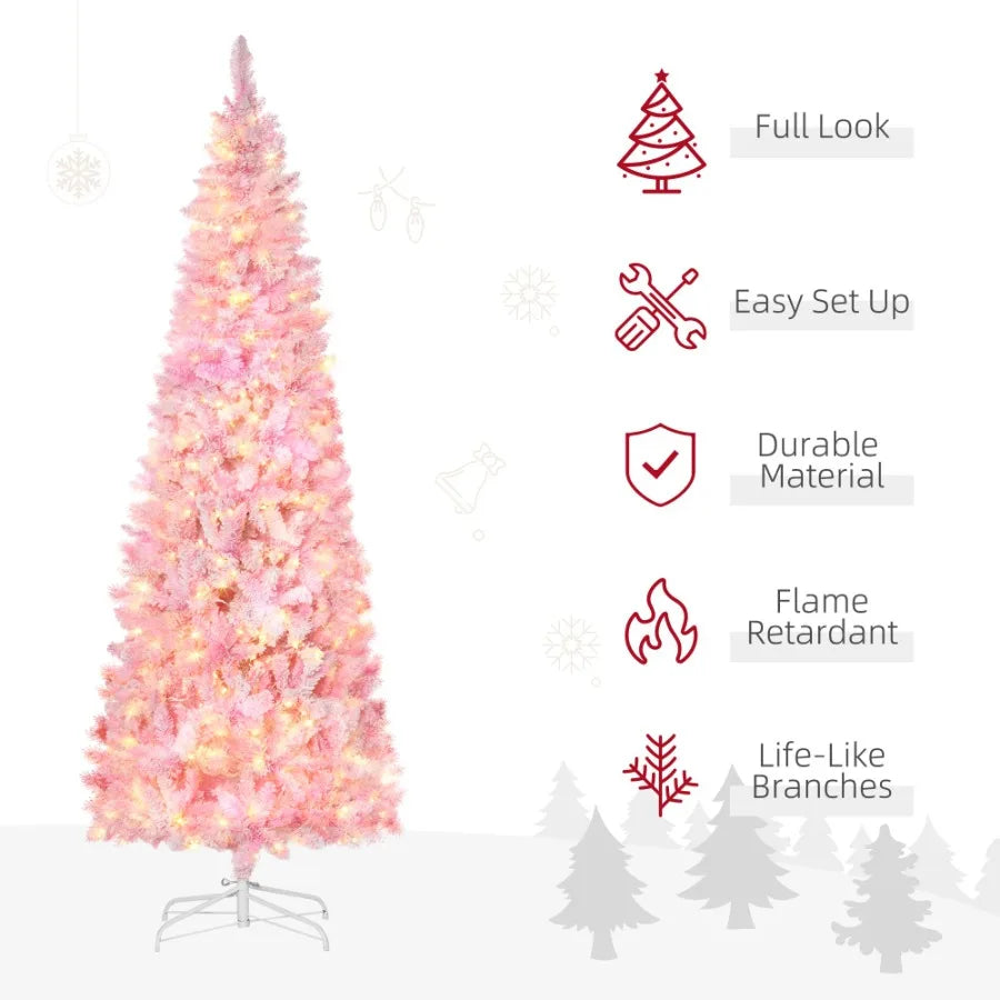 7.5ft Prelit Snow Flocked Artificial Christmas Tree