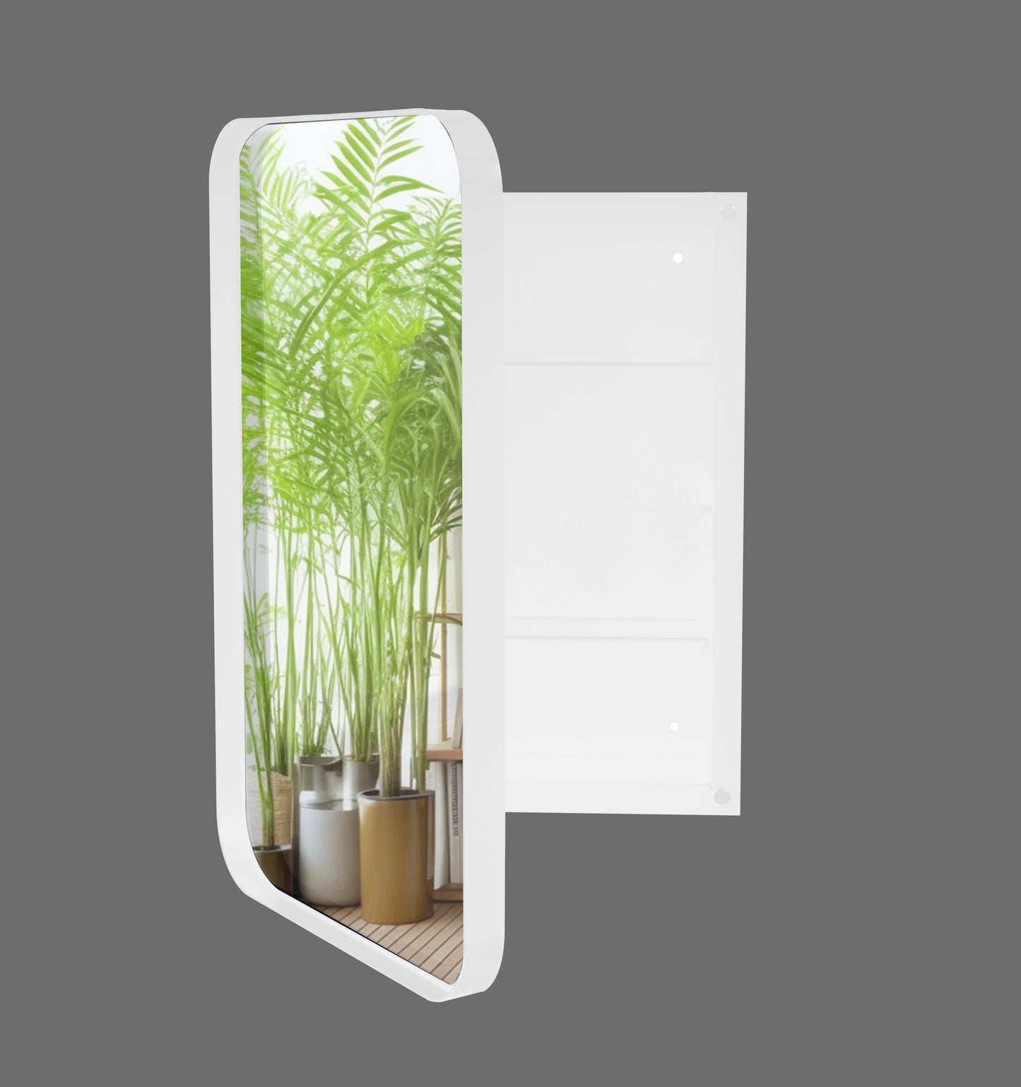 16x24-Inch Recessed White Metal Frame with Adjustable Shelveswith Storage