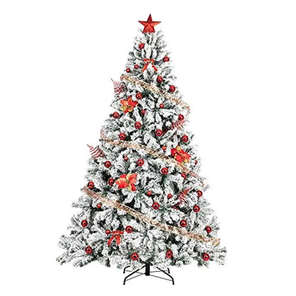 6FT Unlit Snow Flocked Artificial Christmas Tree with 1050 Tips & Metal Stand - Perfect for Indoor/Outdoor for holiday Decor