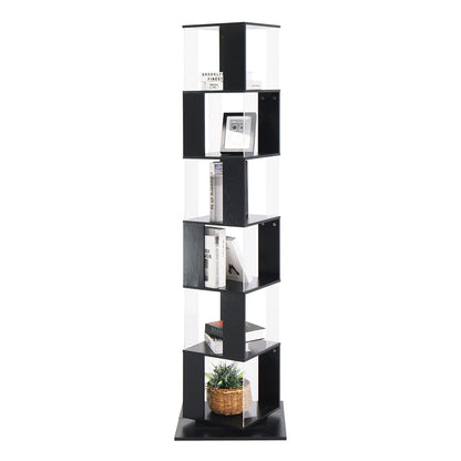 Bookshelf Tower, Floor Standing Wood Narrow Organizer