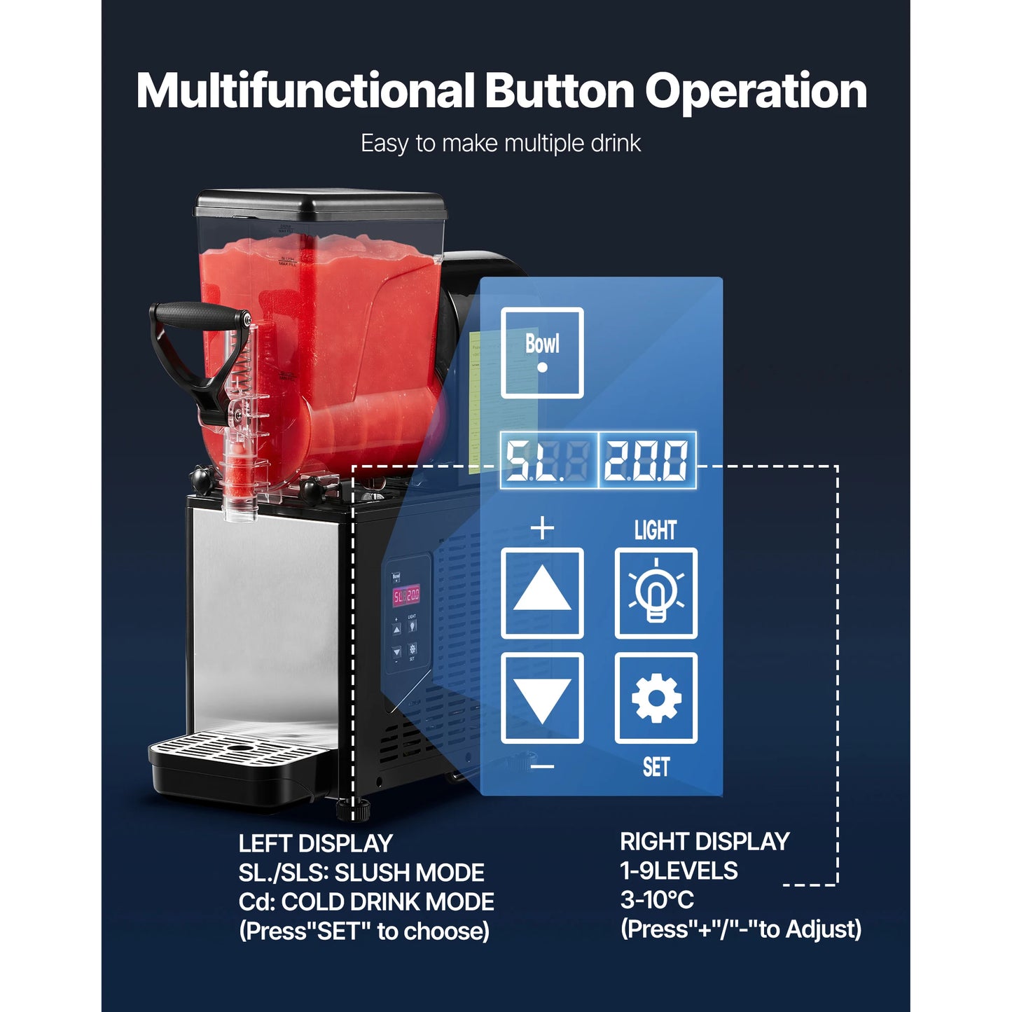 Slushie Machine Commercial Slushy Maker Frozen Drink Maker w/ Self-Cleaning