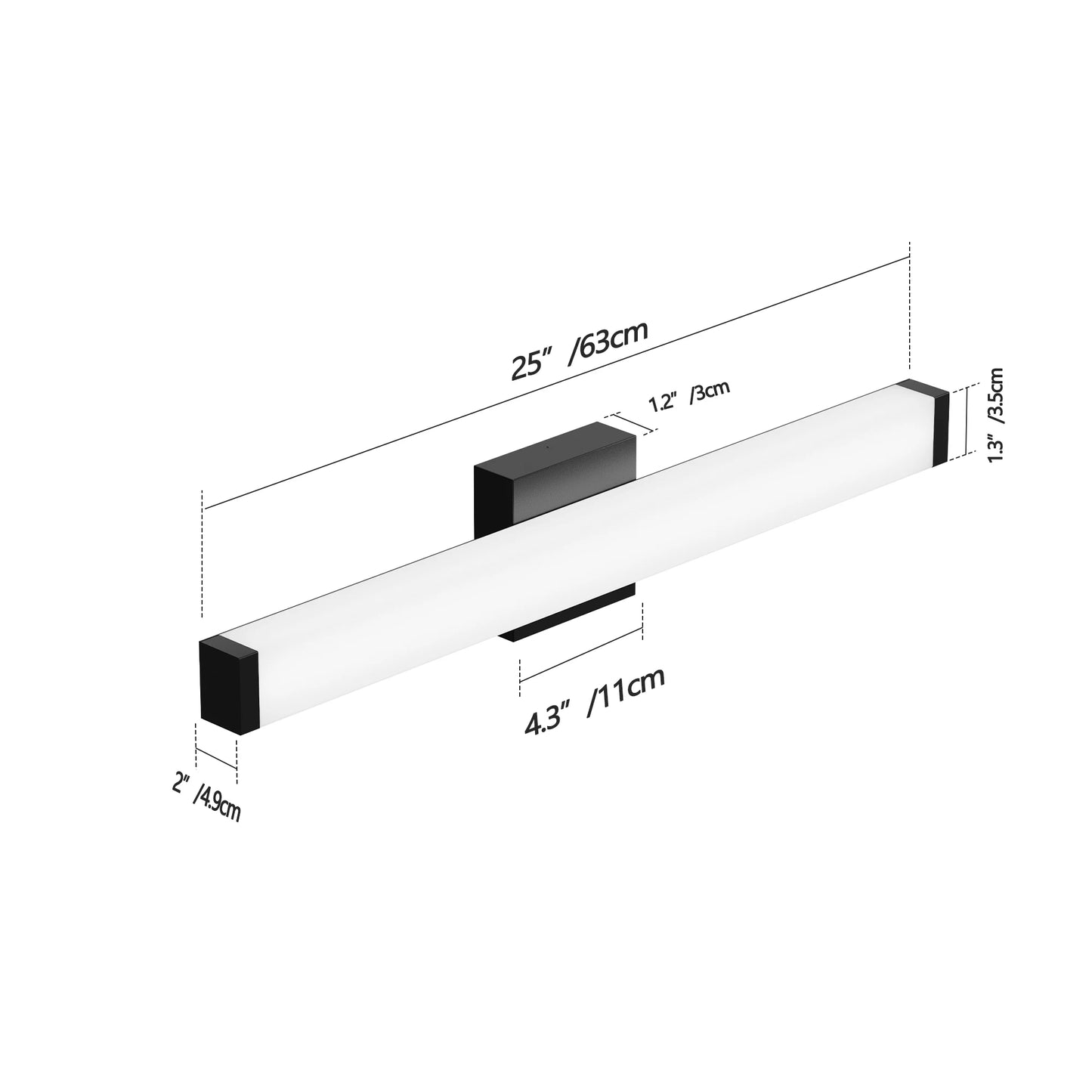 Modern Dimmable Bathroom LED Vanity Light - Waterproof Anti-Rust White Strip Fixture for Mirror & Master Bathroom
