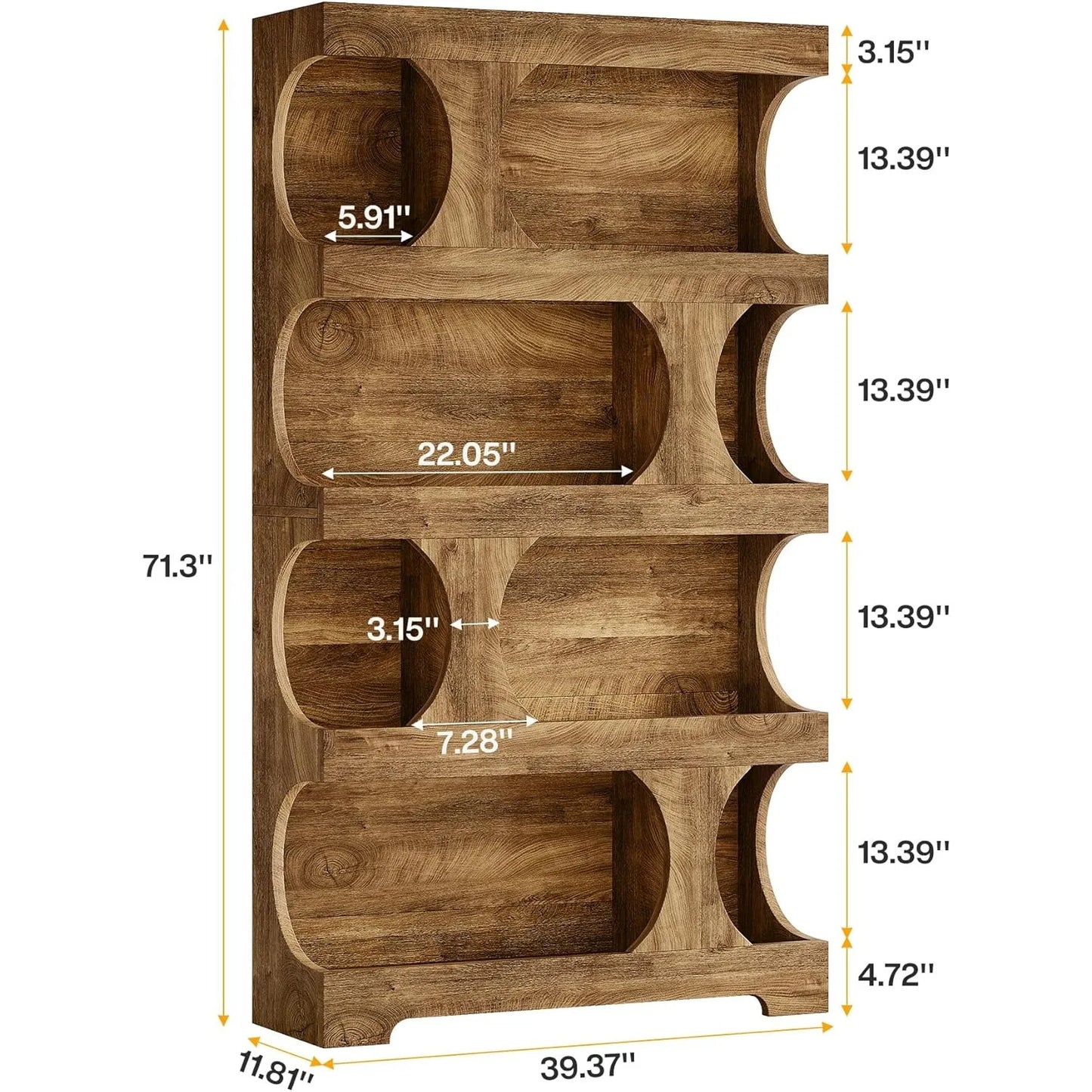 Modern Asymmetrical Bookshelf,Freestanding Display Shelf with Classic Shape,Large Library BookShelf for Living Room, Home Office