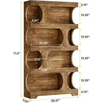 Modern Asymmetrical Bookshelf,Freestanding Display Shelf with Classic Shape,Large Library BookShelf for Living Room, Home Office