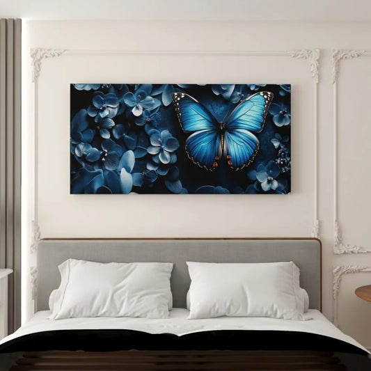 Charming blue butterfly canvas wall art,