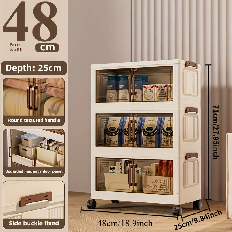 3/4-Tier Foldable Storage Cabinet, Portable Wardrobe Organizer, Stackable Storage Drawers. For Bedroom, Living Rm, Office, Kitch