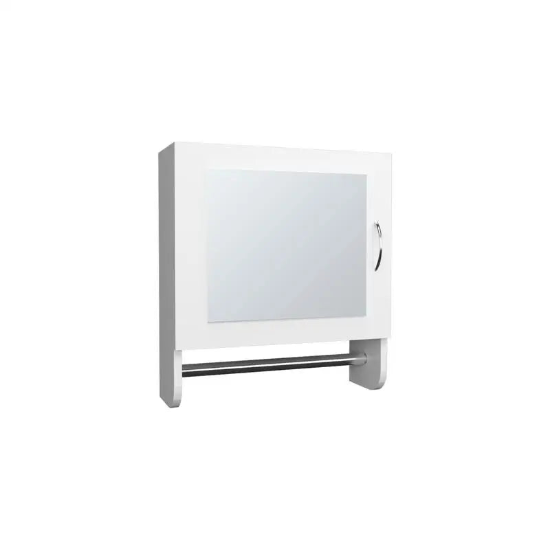 White Medicine Cabinet with Towel Rack, One Door and Two Shelves for Bathroom Storage