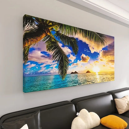 Sunset Beach Canvas print - Ocean Landscape, thickness 1.5 inches, suitable for interior decoration, seaside theme decoration