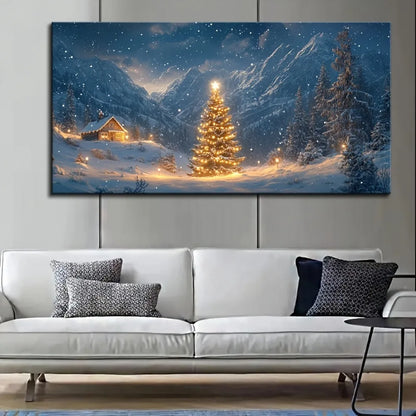 Christmas tree view in the bright night scene,