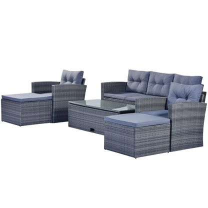 GO 6piece All-weather Wicker PE rattan Patio Outdoor Dining Conversation Sectional v