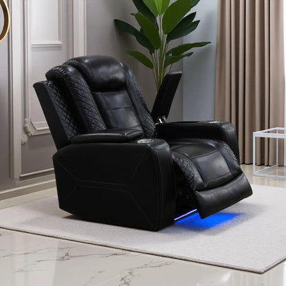 Leather Power Recliner Chair with LED, Luxury Reclining Chair Sofa, Living Room Furniture Sets, Premium Breathing, Customized