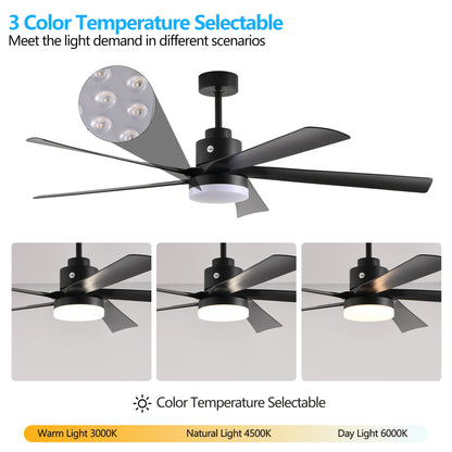 Walnut LED Ceiling Fan Light with 8 Wooden Blades, Remote Control, Dimmable & Adjustable Color Temperature