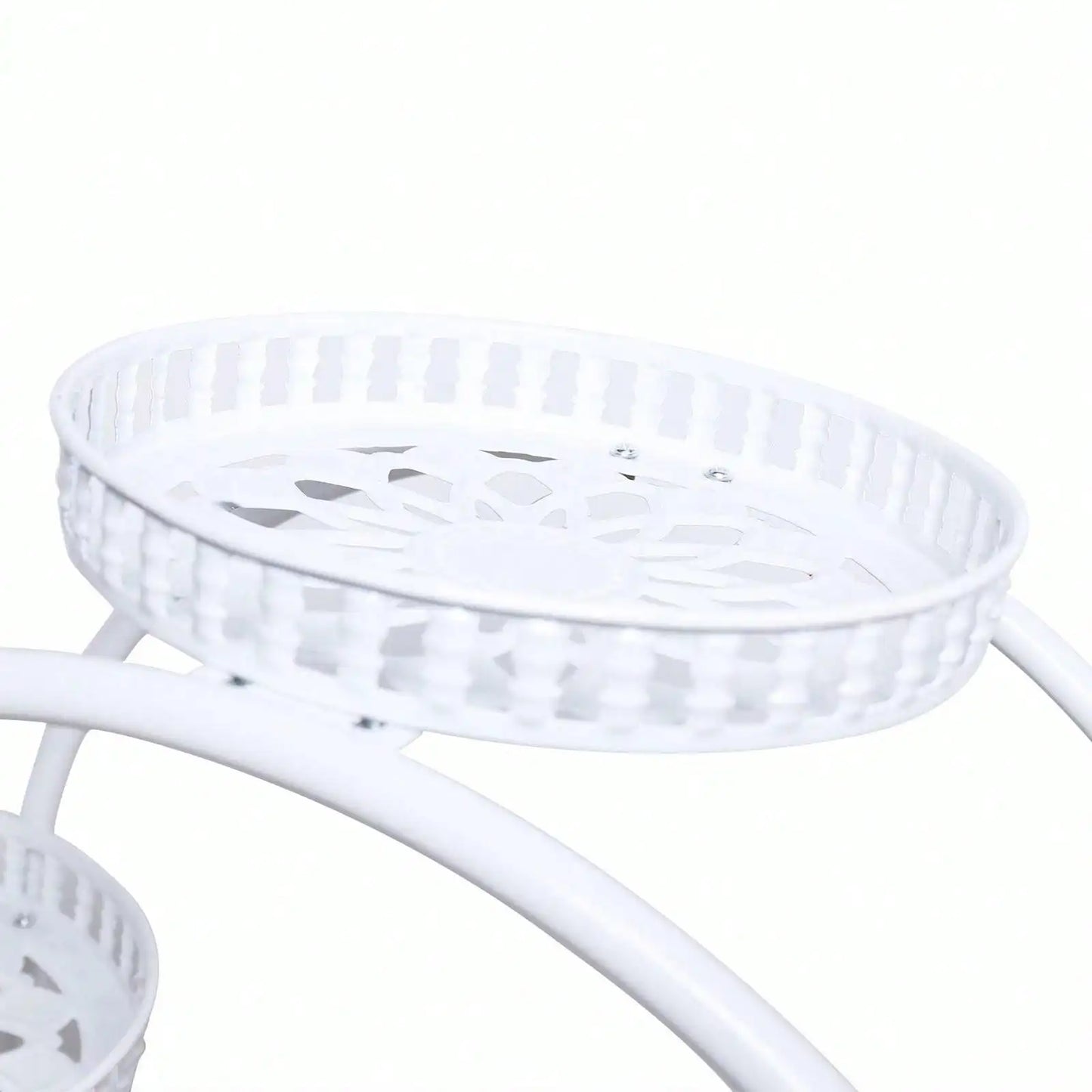 Pot Plant Shelf Round Metal Stand W/Wheel Rack for Flowers