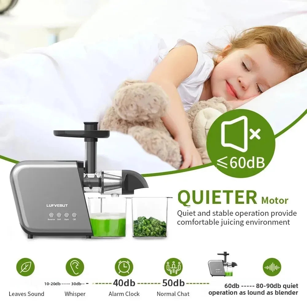 Slow Juicer Extractor for Vegetable and Fruit Screw Cold Press Fresh Beet Juice Electric Blender Home Appliance