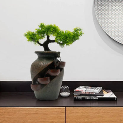 Brown Tabletop Fountain Mini Waterfall for Indoor Spaces