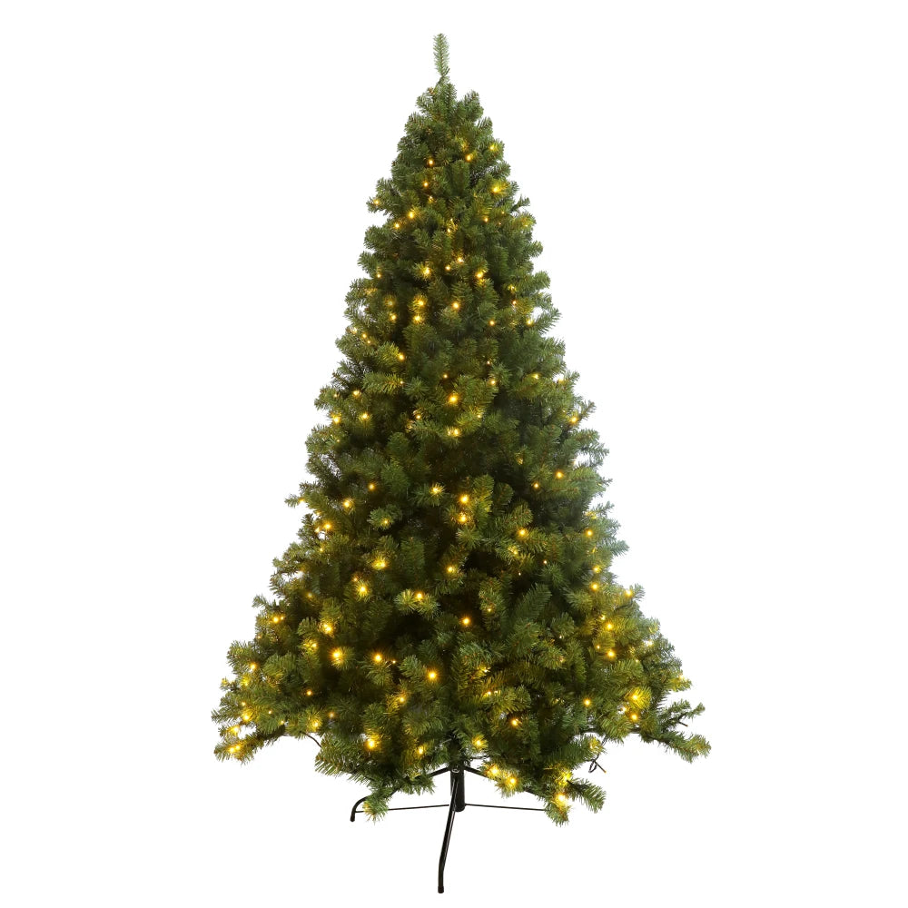 Pre-lit Christmas Tree 7.5ft Artificial Hinged Xmas Tree with 400 Pre-strung Led Lights Foldable Stand