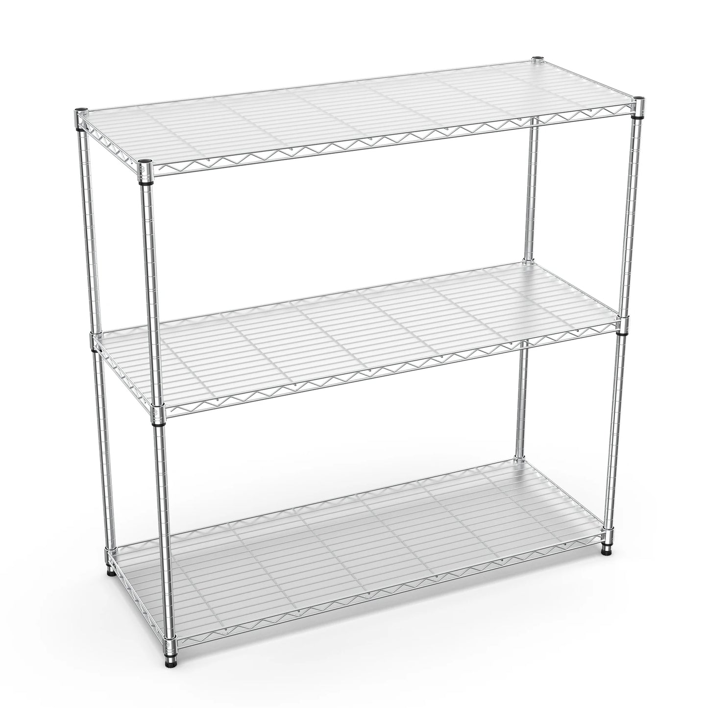 3-layer metal shelf unit, 1050 pound height adjustable metal garage storage rack, heavy-duty storage rack, black/white/chrome