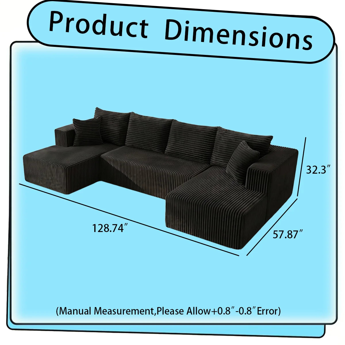 U-shaped Modular Canvas Sofa