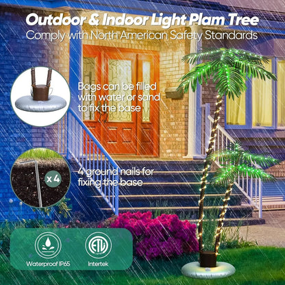 Lighted Palm Tree,6FT 192 LED Artificial Fake Trees Lights Christmas Trees Lights for Outdoor Christmas Decorations Patio Yard