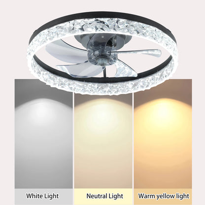 19.7-inch LED Ceiling Fan Light with Remote Control, 3 color temperature(3000K/4500K/6000K), Energy Efficient, Quiet Operation