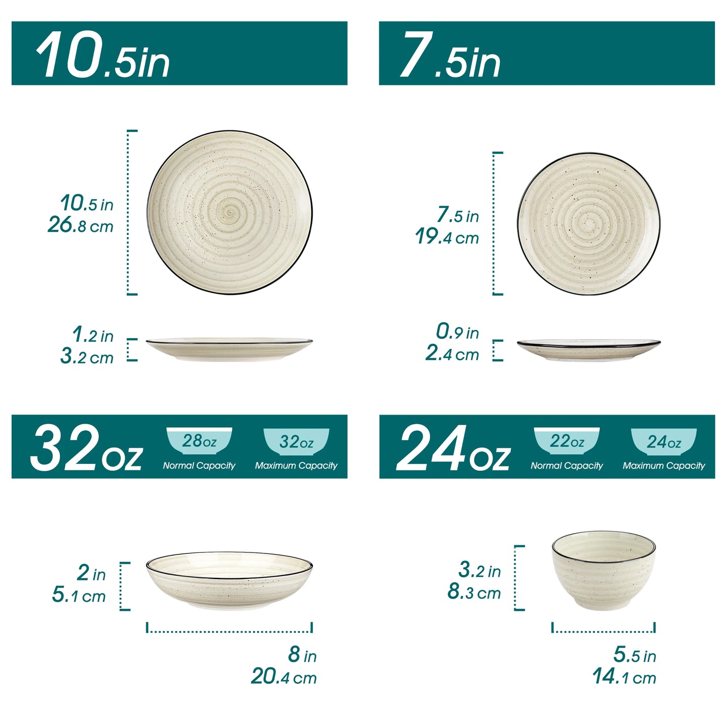 Beige Plates Dinner Sets Ceramic Dinnerware Sets Hand painted Spiral