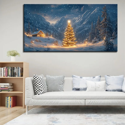 Christmas tree view in the bright night scene,